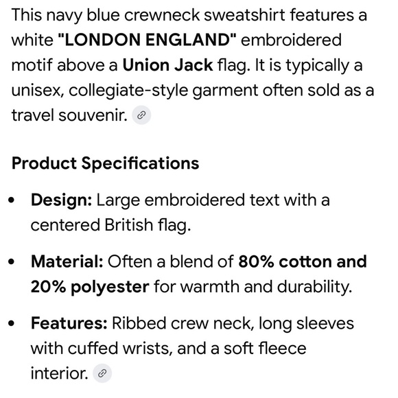 ✅Adult London England Embroidered Navy Sweatshirt - Picture 5 of 13